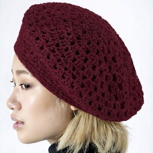 Boutique Burgundy Crochet Beret